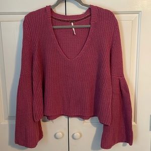 Free People Pink Bell sleeve sweater